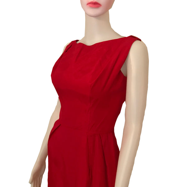 Vintage 1950s Lorrie Deb Red Satin Wiggle Dress