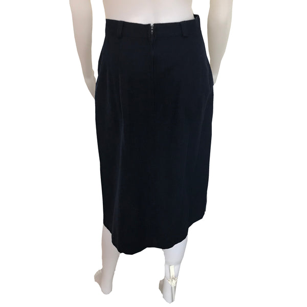 Vintage 1970s Navy Blue Wool Skirt Suit