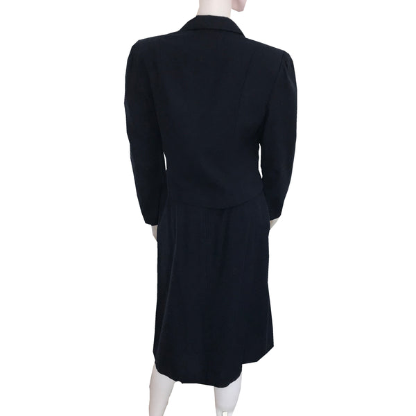 Vintage 1970s Navy Blue Wool Skirt Suit