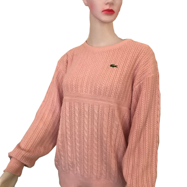Vintage 1980s Pink Izod Cable Knit Sweater