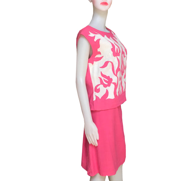 Vintage 1960s Ilsa Engel Hot Pink Linen Skirt Suit