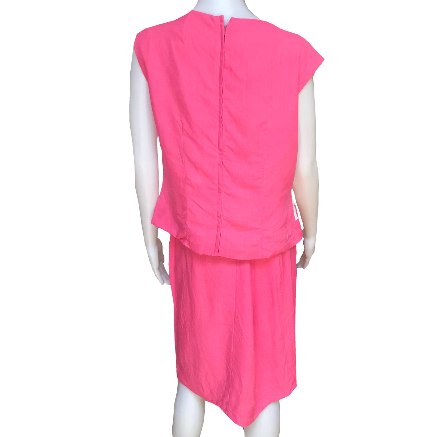 Vintage 1960s Ilsa Engel Hot Pink Linen Skirt Suit