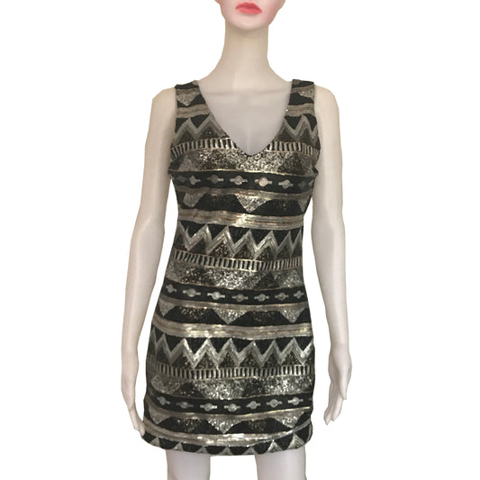 Vintage 1990s Sequined Abstract Print Mini-Dress
