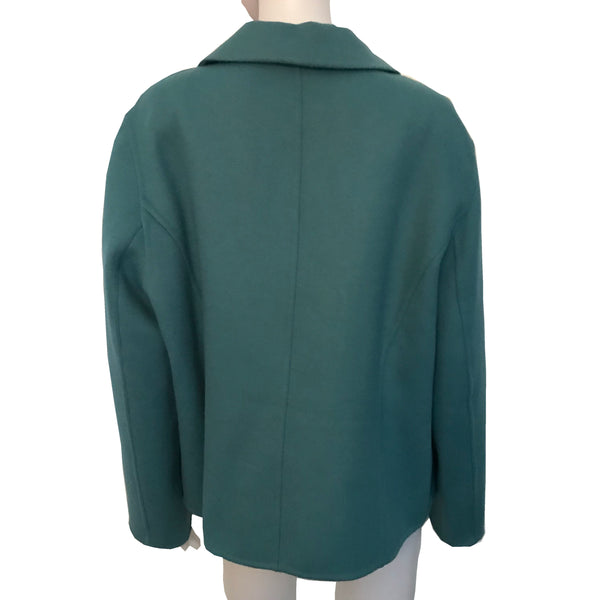 Vintage 1950s Teal Blue Wool Open-Front Jacket