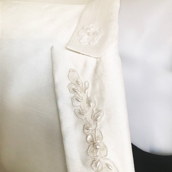 Vintage 1980s White Formal Embroidered Spring Coat