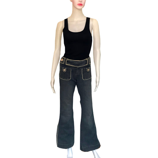 Vintage 1990s Z. Cavaricci Piping Trimmed Flare Jeans