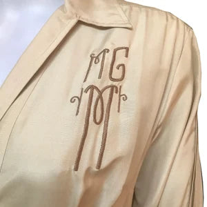 Rare Vintage 1950s Brielle Monogrammed Silk Dress