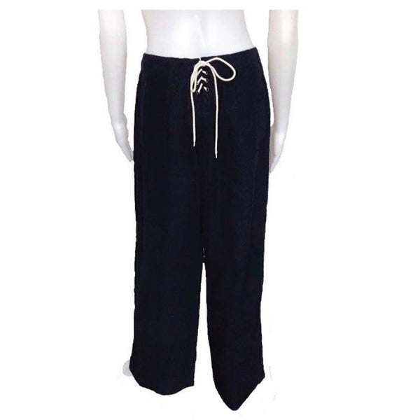 Vintage 1990s DKNY Navy Blue Linen Sailor Pants