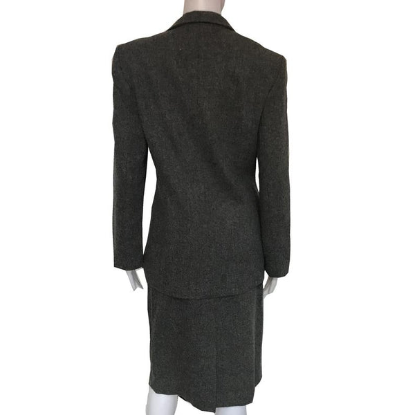 Vintage 1980s Oleg Cassini Gray Wool Skirt Suit