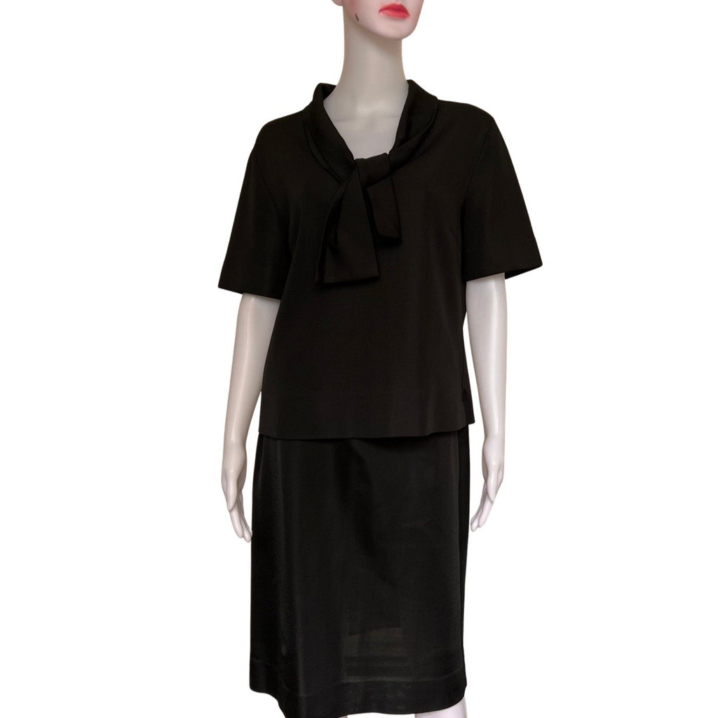 Vintage 1960s Kimberly Knits Black 2-Piece Skirt Suit - Size Large