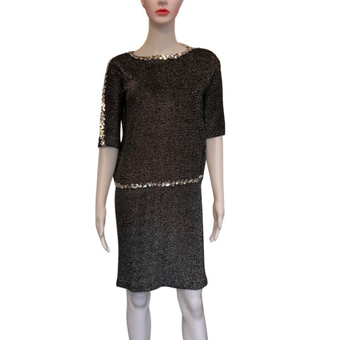 Vintage 1970s Silver Sequined Disco Dress