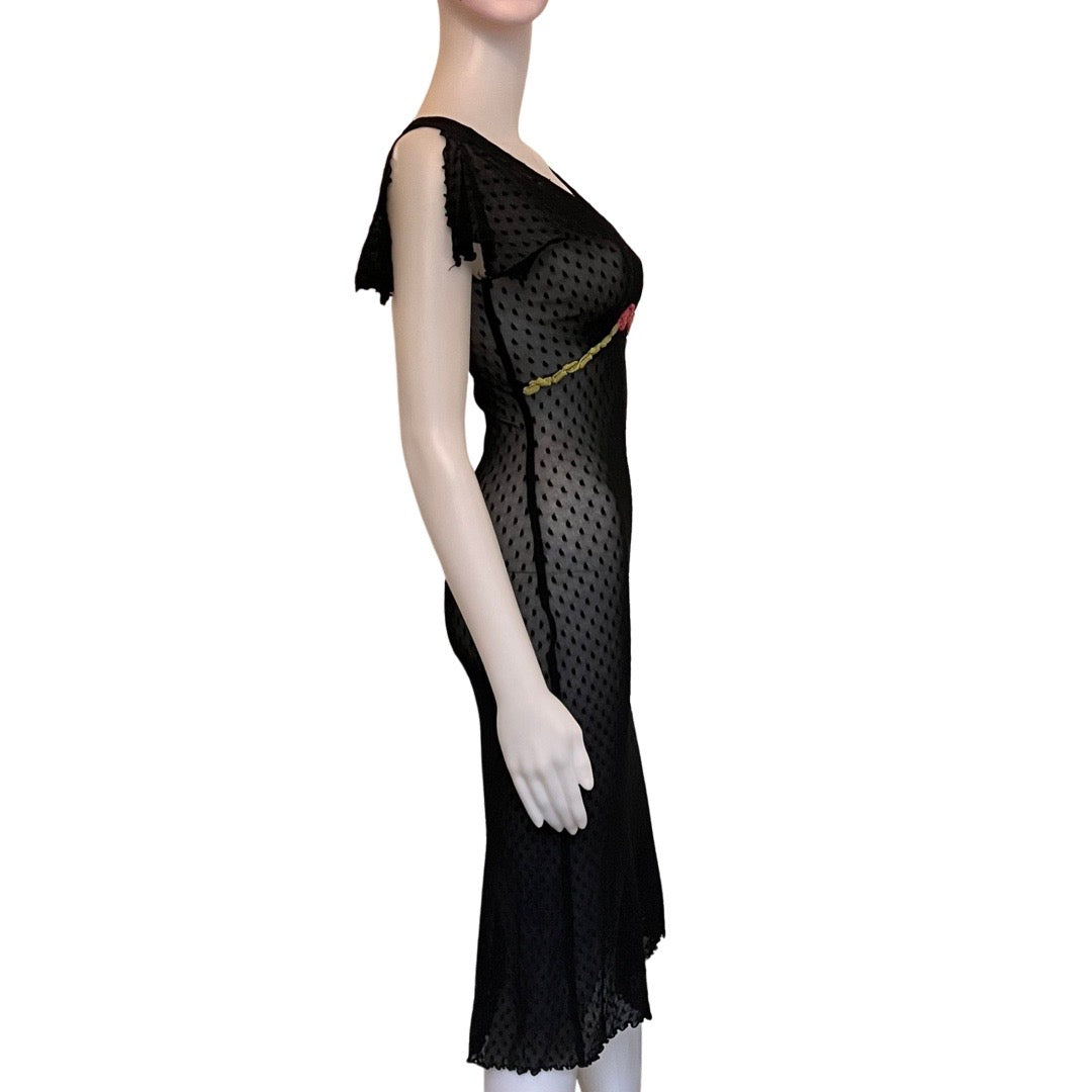 Vintage 1990s Sheer Black Betsey Johnson Dress
