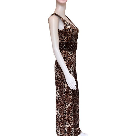 Vintage 1970s Leopard Print Velour Jumpsuit