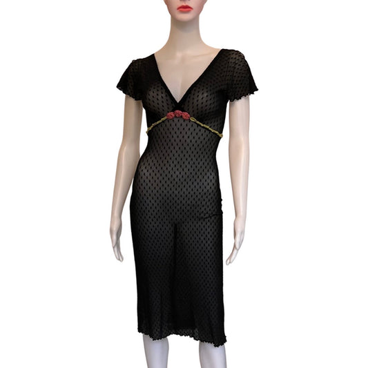 Vintage 1990s Sheer Black Betsey Johnson Dress