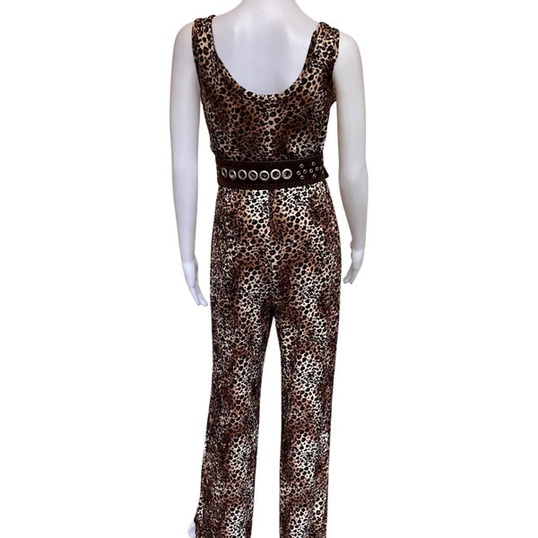 Vintage 1970s Leopard Print Velour Jumpsuit