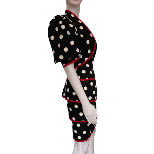 Vintage 1980s Lillie Rubin Polka Dot Dress & Jacket