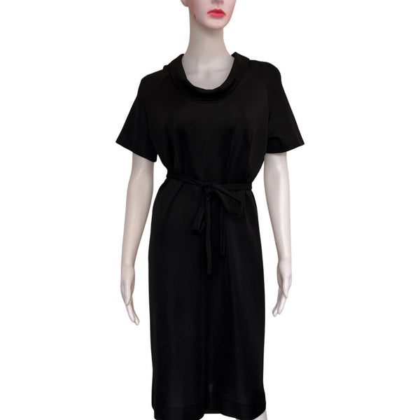 Vintage 1960s Domani Knits Black Cowl Neck Dress