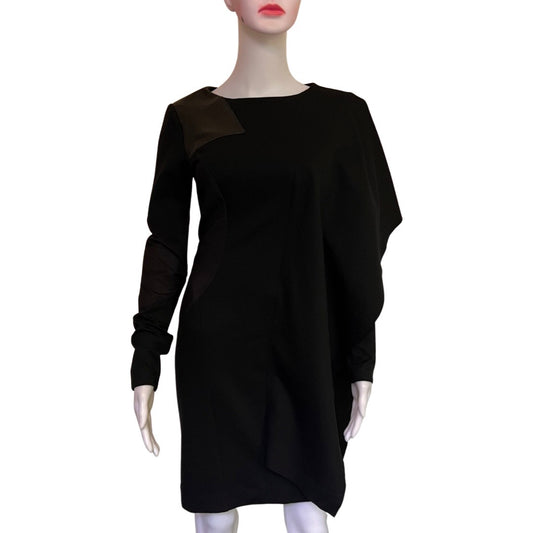2010 Nicole Miller Leather-Panel Runway Dress