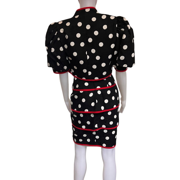 Vintage 1980s Lillie Rubin Polka Dot Dress & Jacket