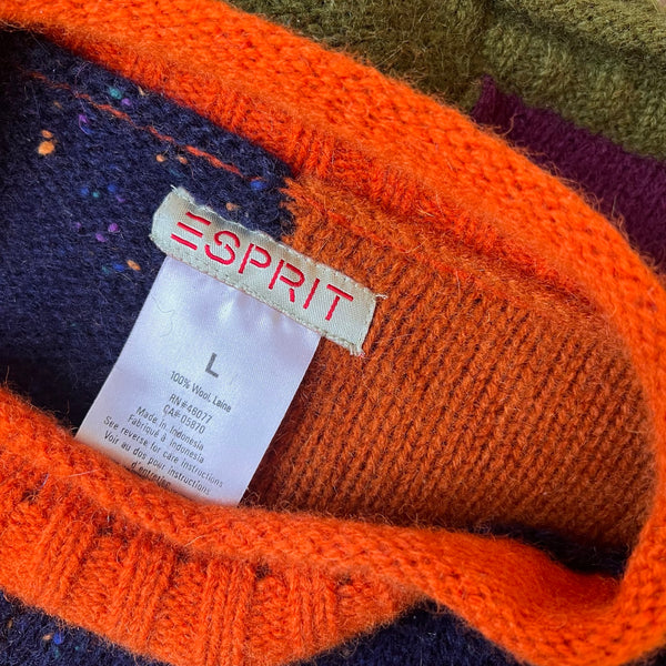 Vintage 1980s Esprit Color Block Sweater/Sweater Dress