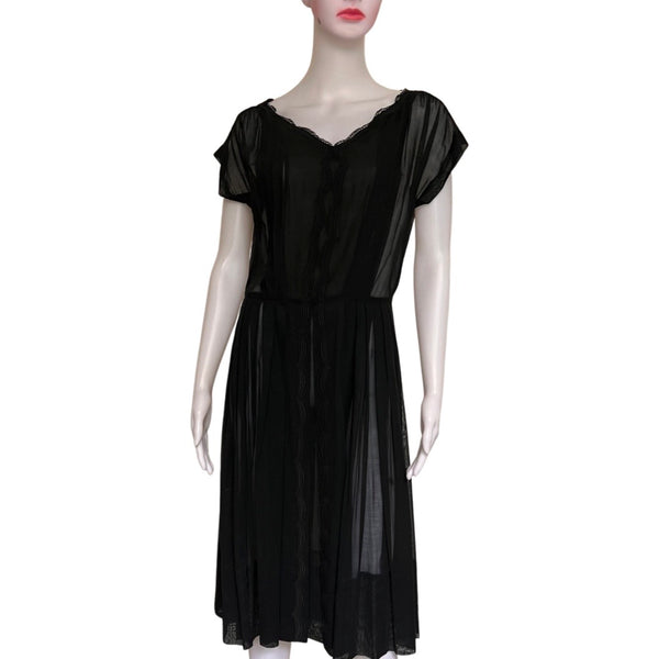 Vintage 1950s R&K Originals Pleated Black Dress