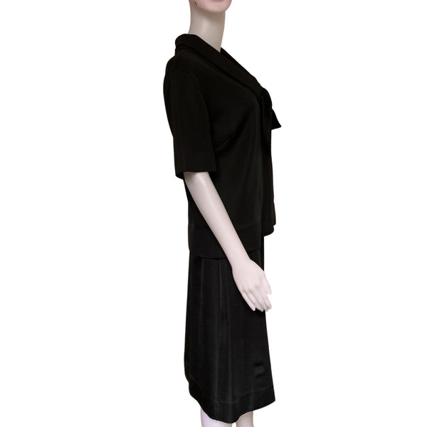 Vintage 1960s Kimberly Knits Black 2-Piece Skirt Suit