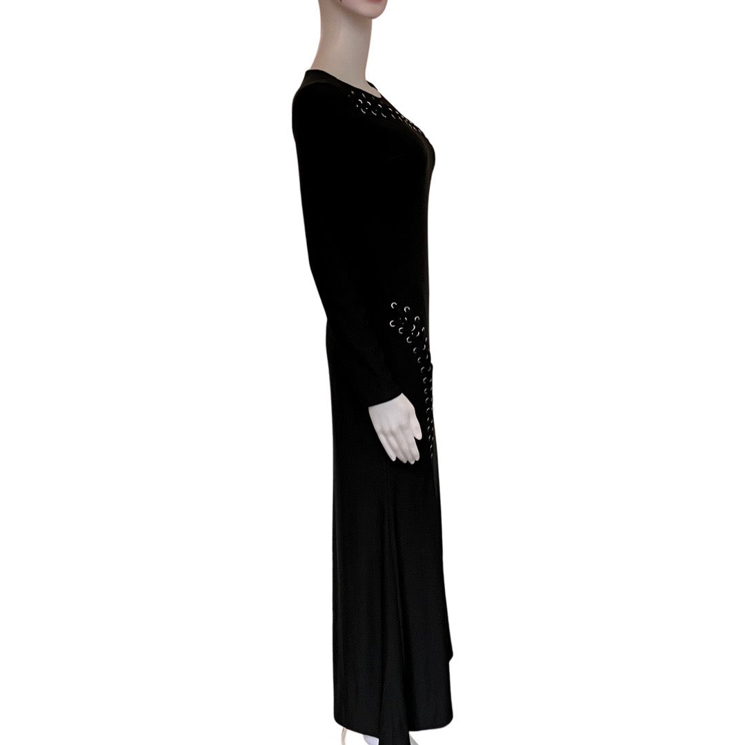 Vintage 1990s Goth Style Grommeted Maxi Dress