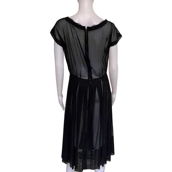 Vintage 1950s R&K Originals Pleated Black Dress