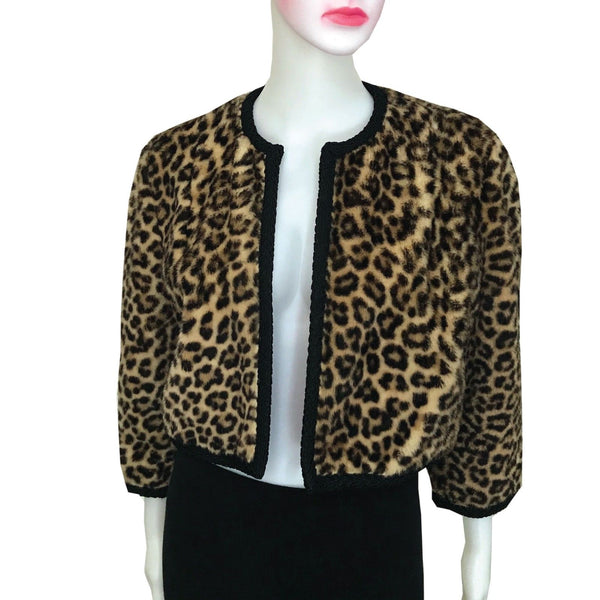 Vintage 1950s Leopard Print Cropped Jacket