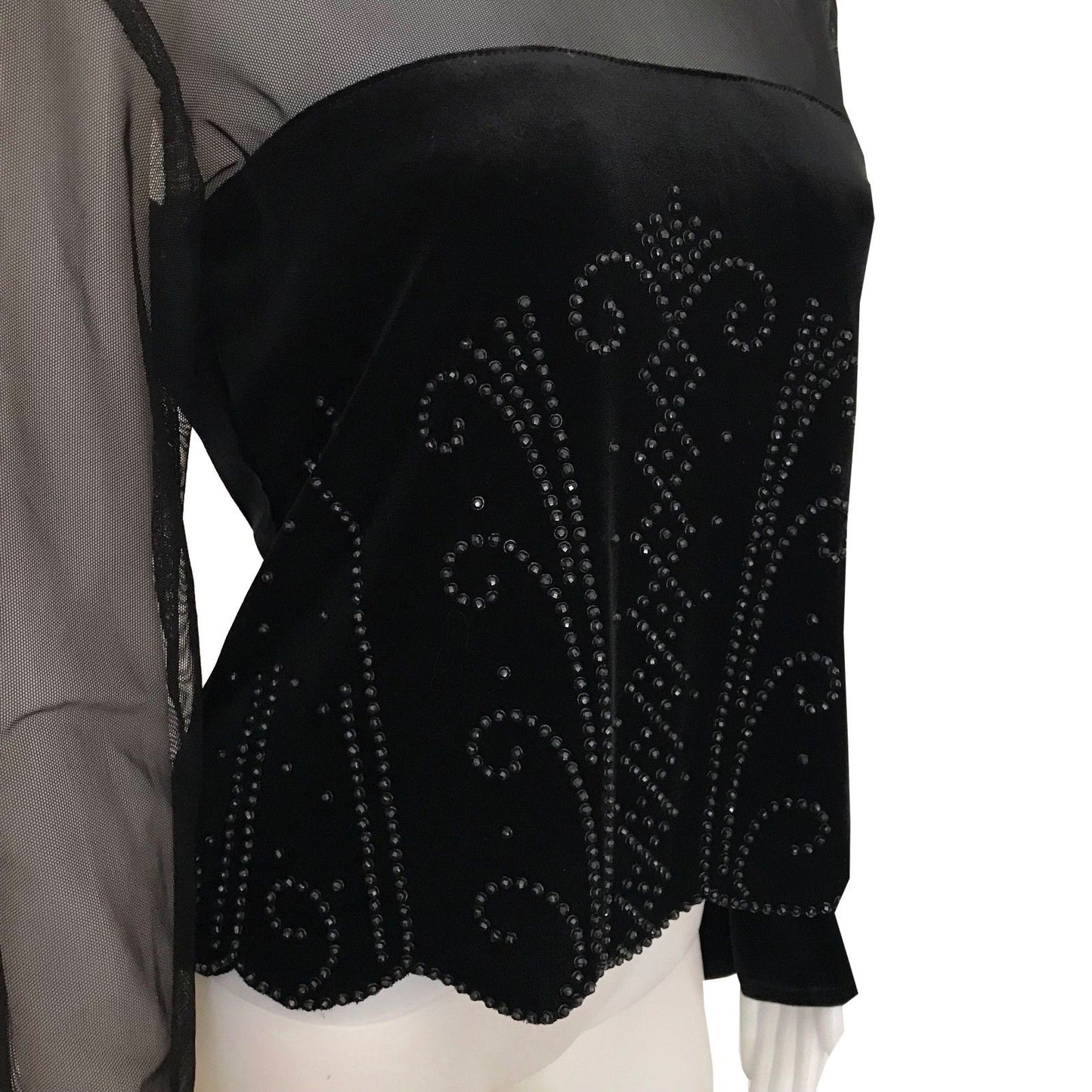 Vintage 1970s Petite Beaded Velvet Blouse