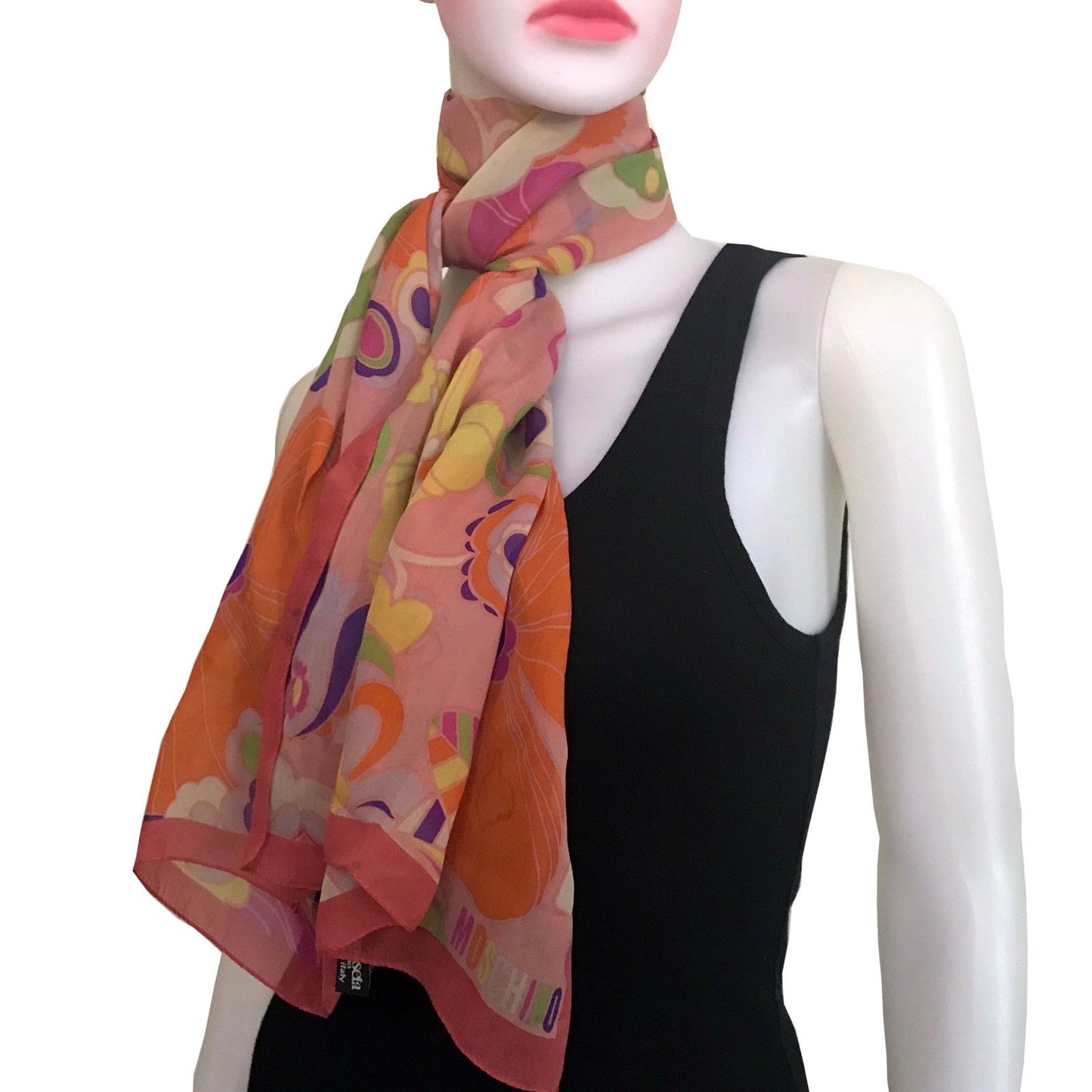 Vintage 1990s Moschino Floral Silk Scarf