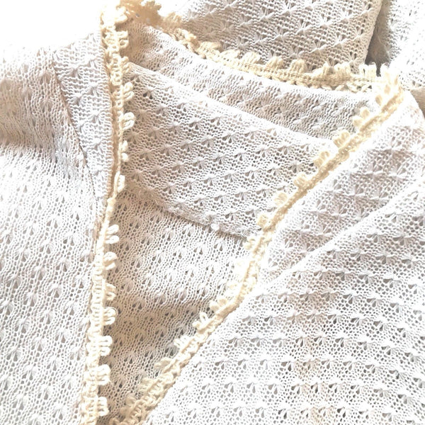 Vintage 1970s Hand-Sewn Off-White Crochet Dress