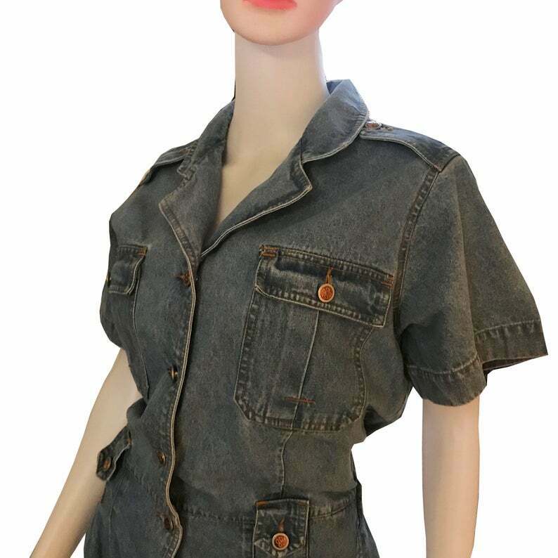 Vintage 1980s Bill Blass Light Denim Shorts Playsuit