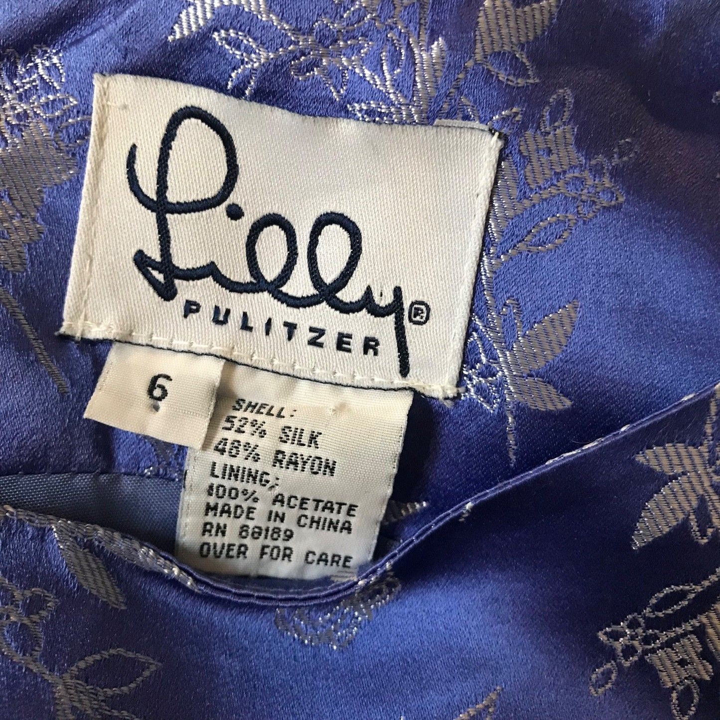 Vintage 1990s Lilly Pulitzer Satin Floral Dress