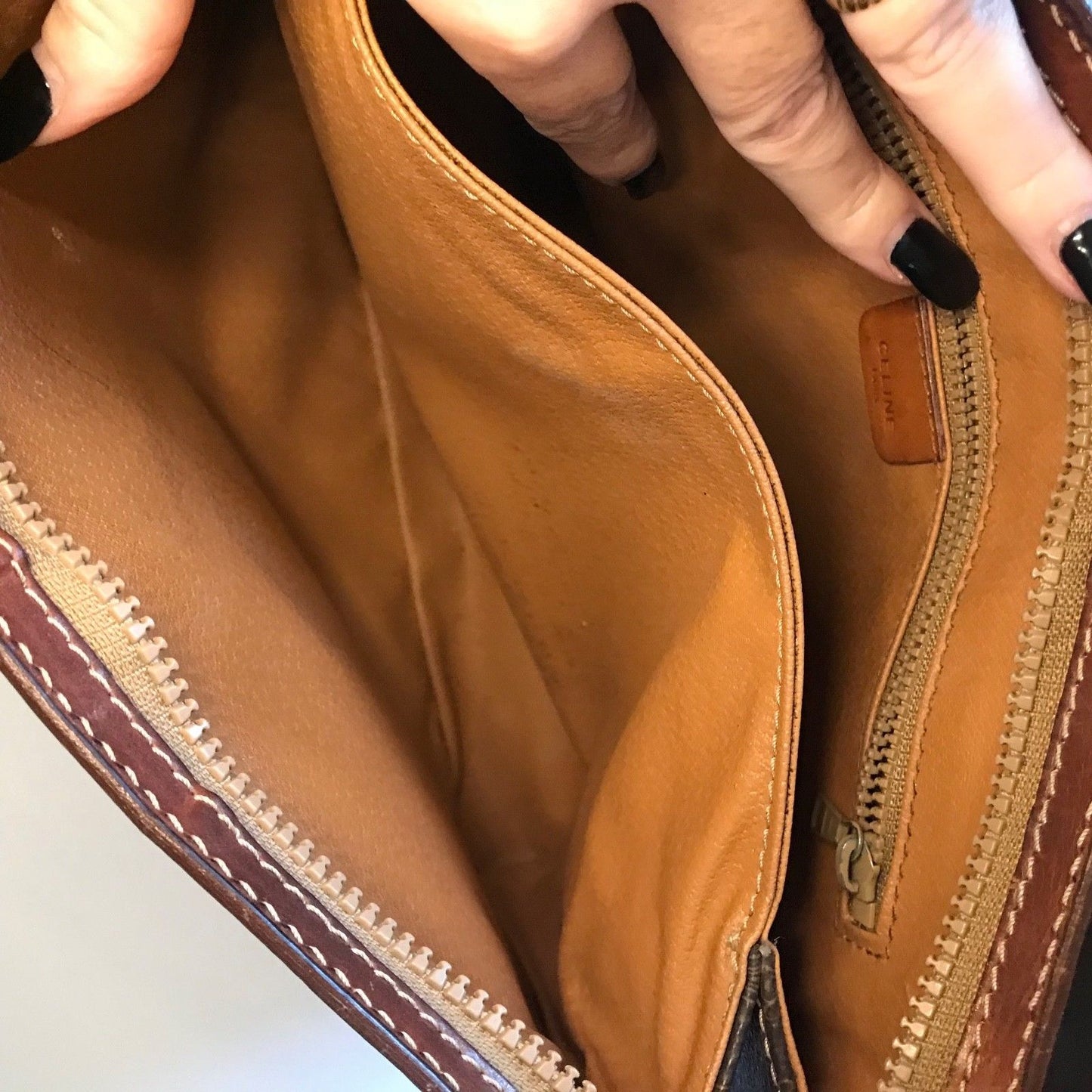 Vintage 1970s Celine PVC Brown Leather Bag