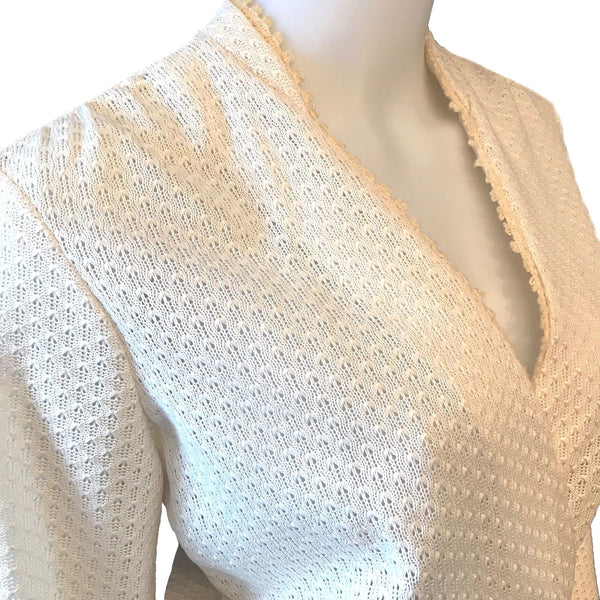 Vintage 1970s Hand-Sewn Off-White Crochet Dress