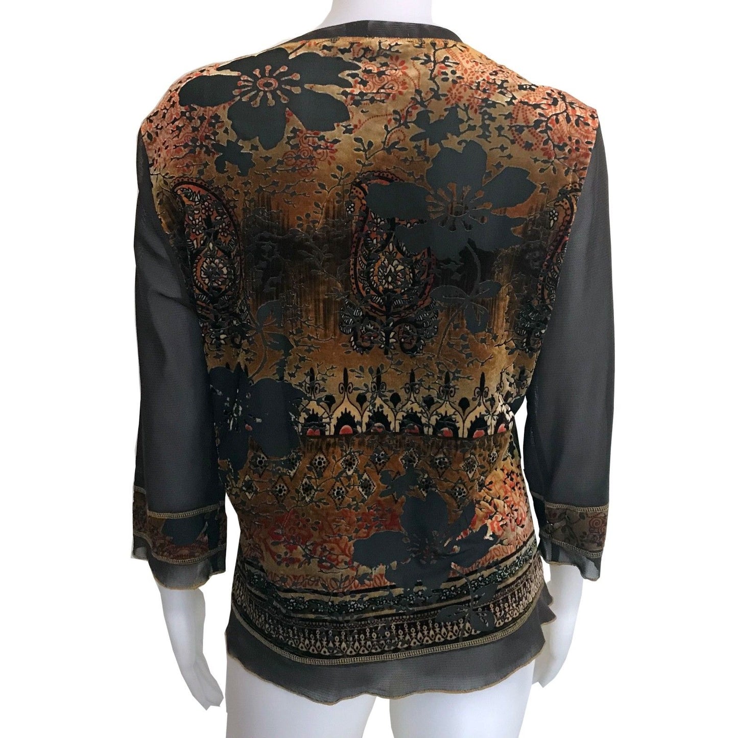 Vintage 1990s Brown Velvet Burnout Blouse