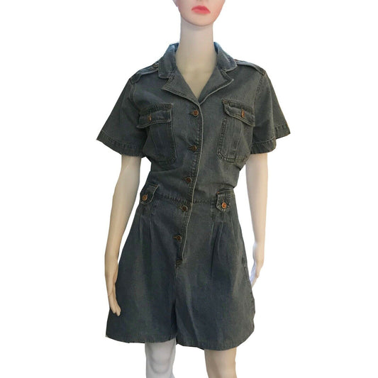 Vintage 1980s Bill Blass Light Denim Shorts Playsuit